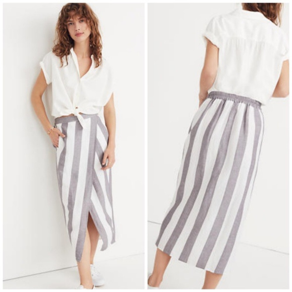 Black madewell split front midi skirt
